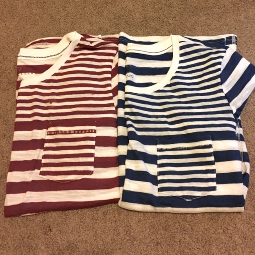 A STEAL! 2 Striped Tees with pocket